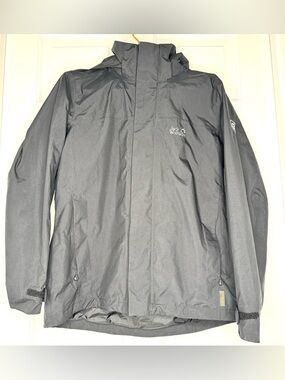 Jack Wolfskin Highlander Jacket Mens Small Black Texapore Shell Hood Waterproof